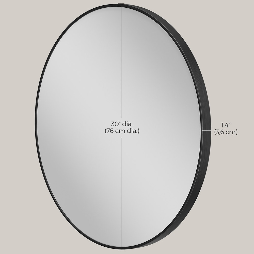 Rund väggspegel med svart metallram – Ø 76 cm