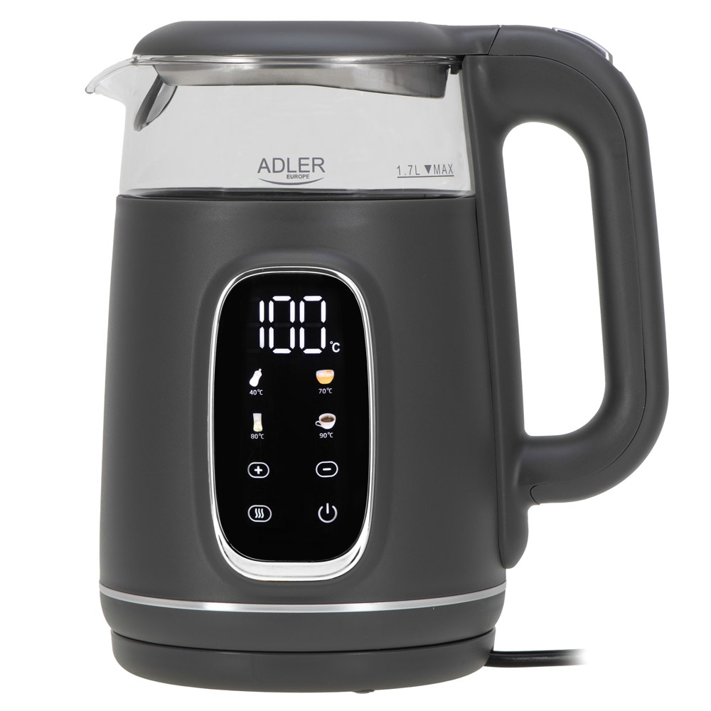 Vattenkokare LED med temperaturkontroll 1,7L - Grå