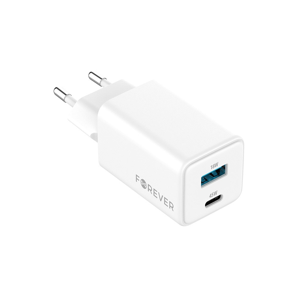 Forever USB-Laddare GaN 45W med 1xUSB-C och 1XUSB