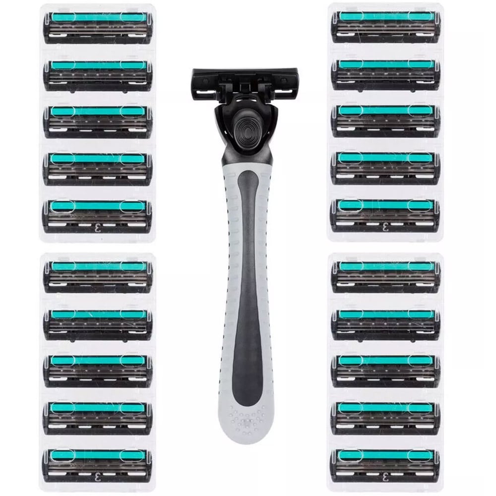 Rakhyvel med 3-bladssystem och 20 rakbladsrefiller