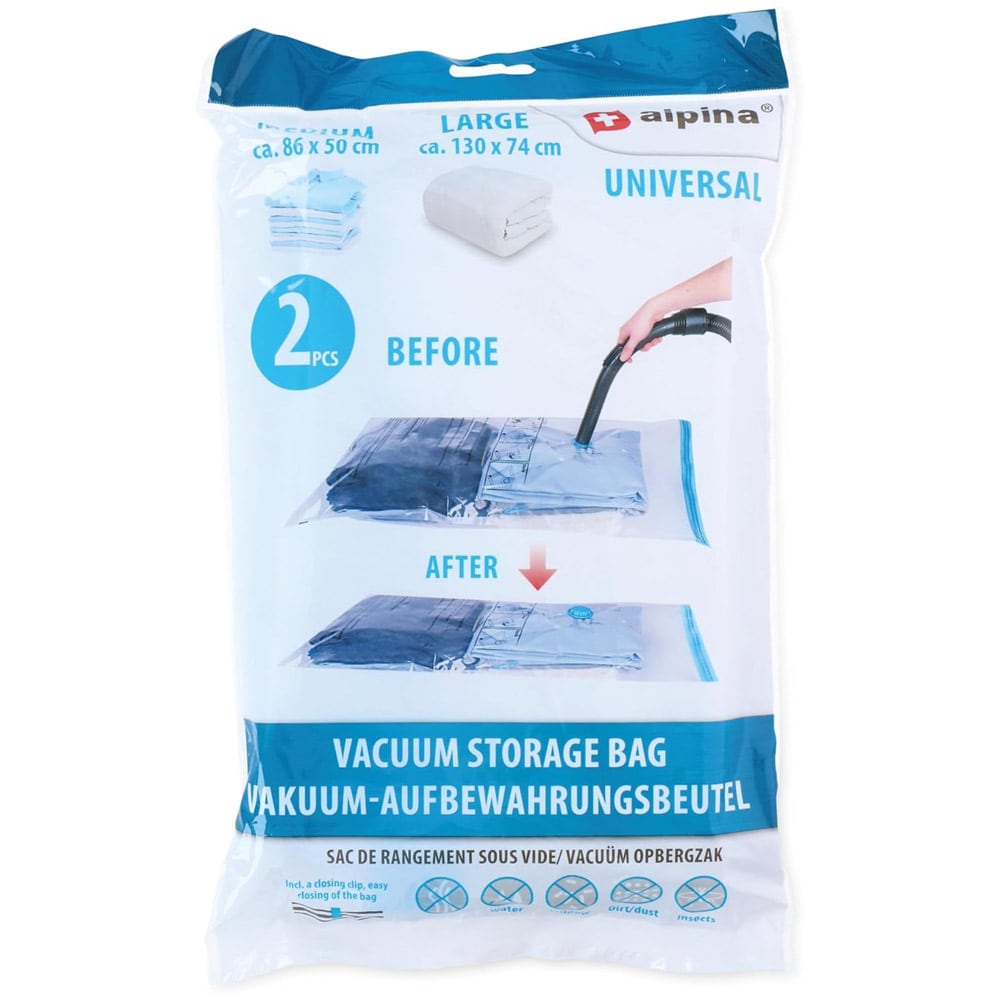 Vakuumpåsar 2-pack med enkel ventil – i storlekarna 86x50 cm och 130x74 cm