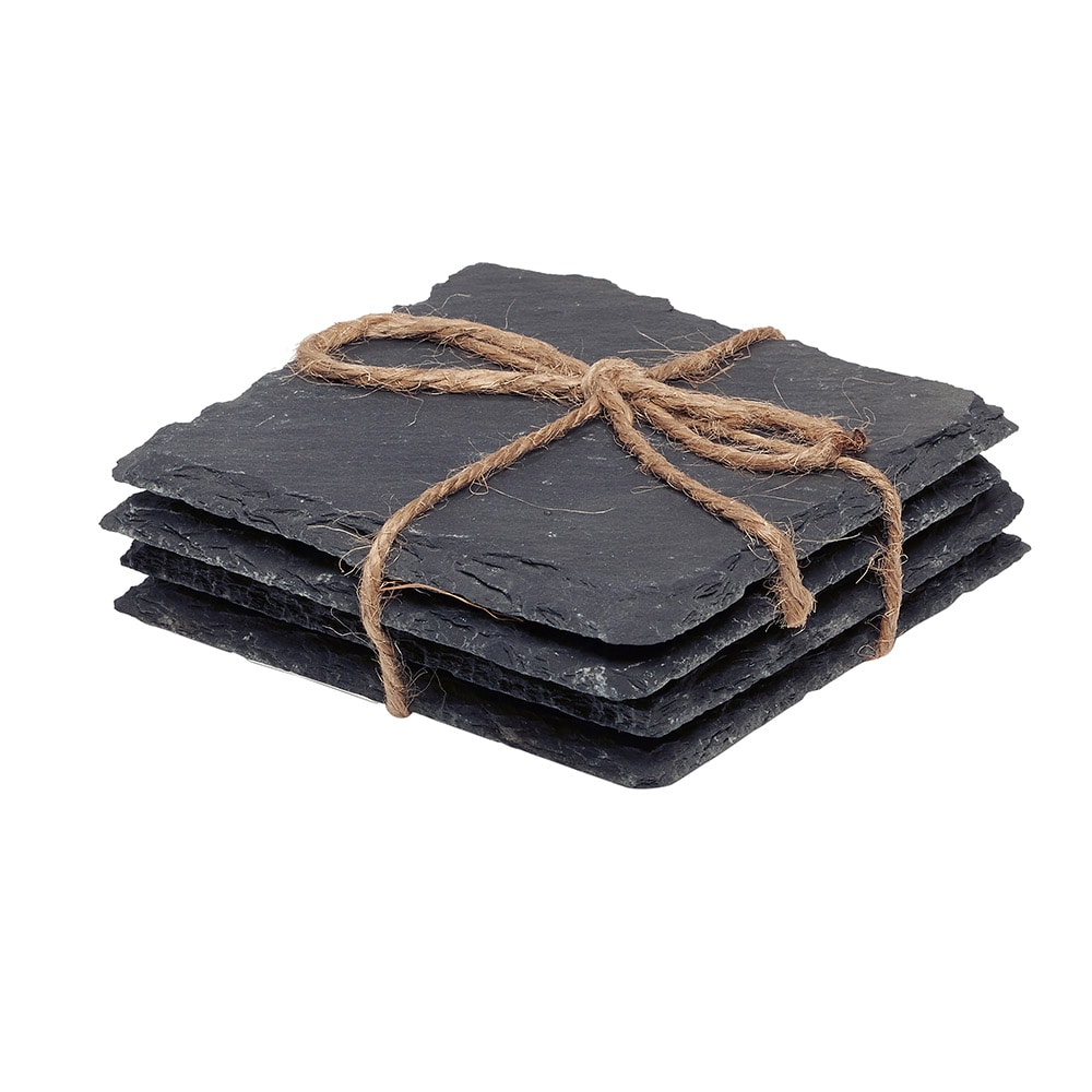 Glasunderlägg i skiffermaterial 4-pack