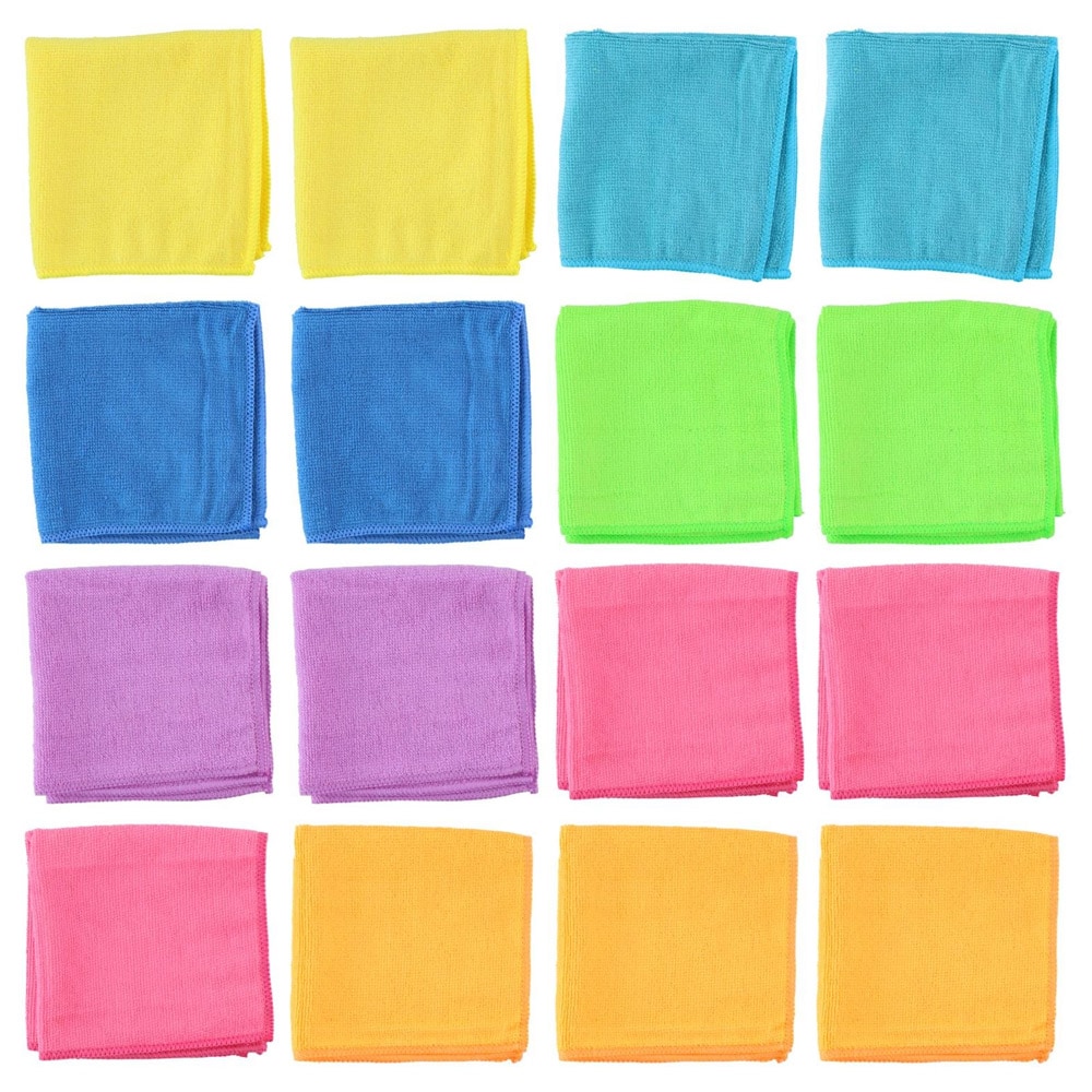 Färgglada mikrofiberdukar i 16-pack