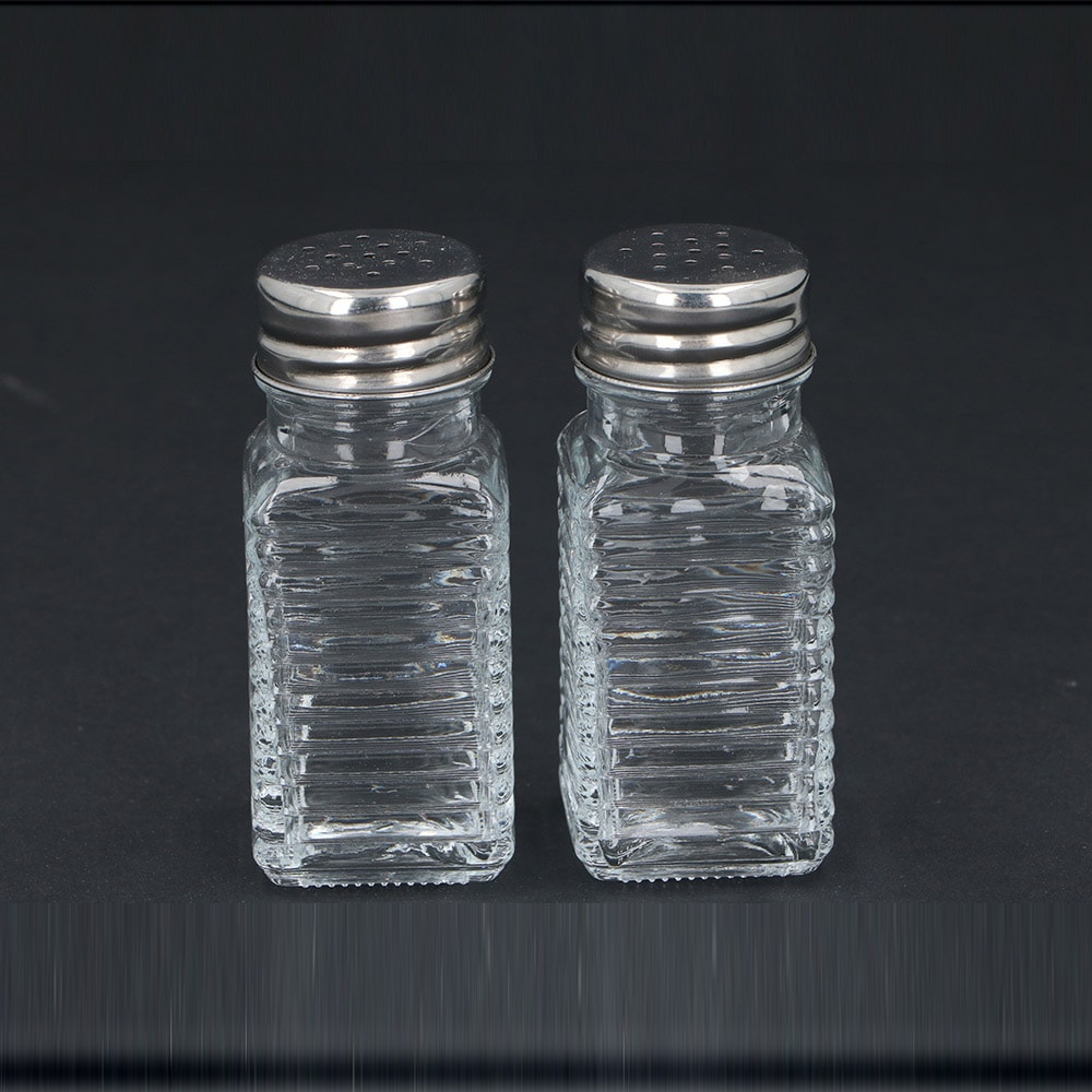 Salt- och pepparkar i glas, 2-pack, 4x4x9 cm