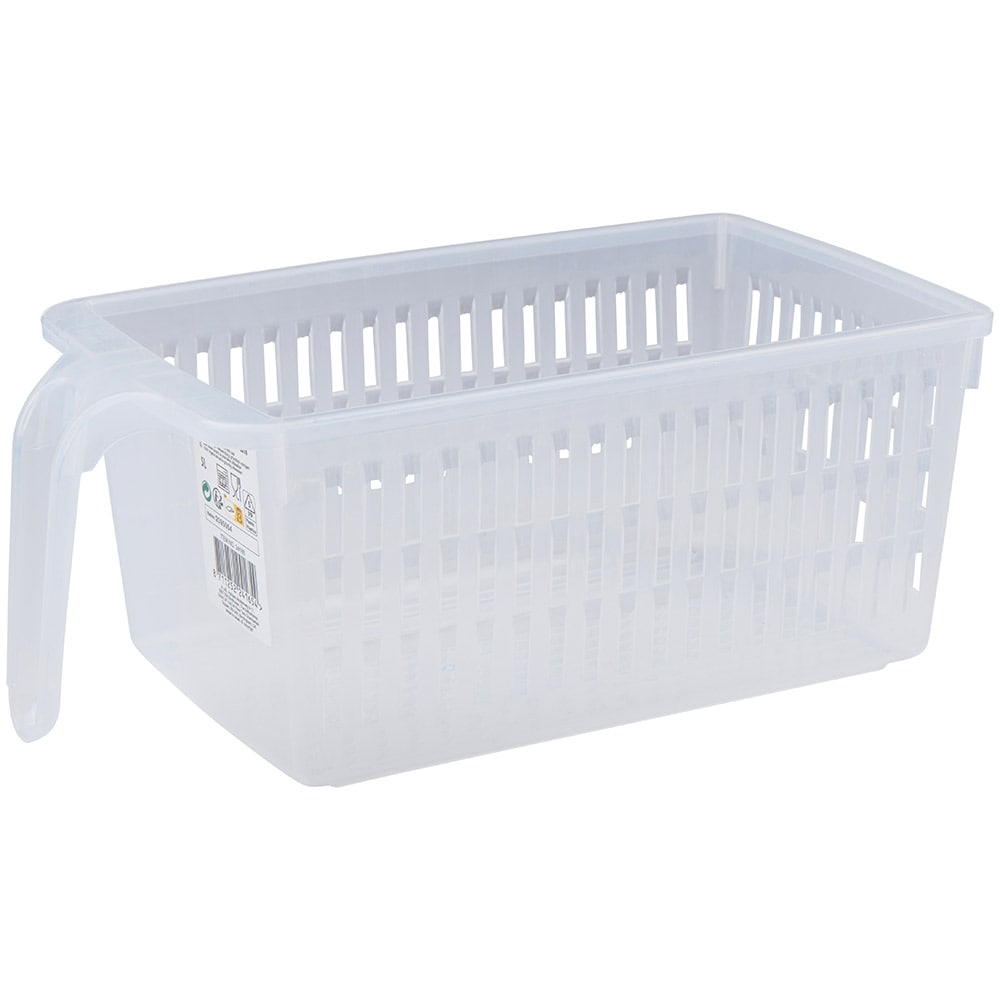 Transparent förvaringskorg med handtag