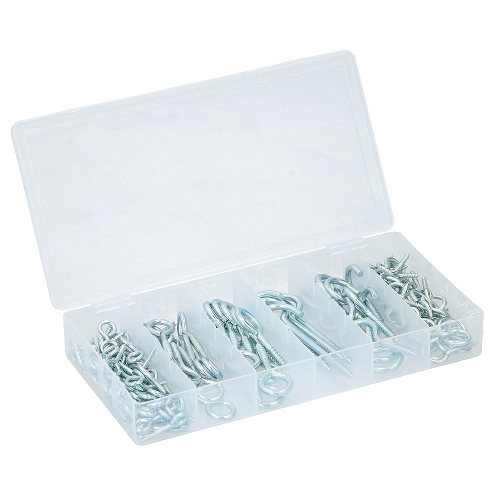 Låda med takkrokar i olika storlekar 151 delar