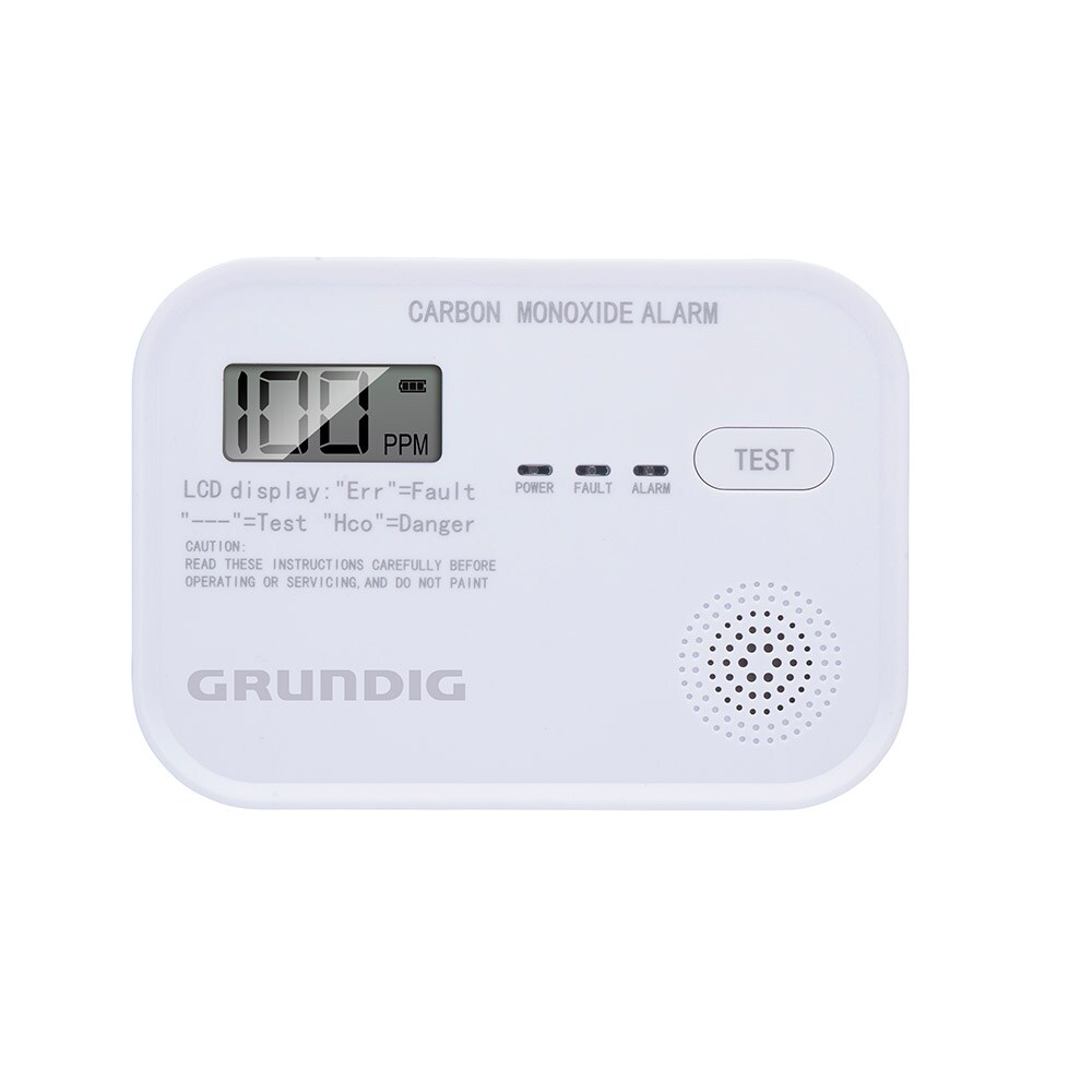 Grundig kolmonoxidlarm 85dB med LCD-display