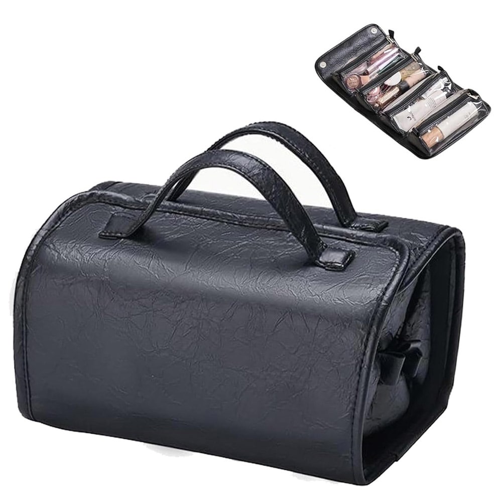 Lyxig sminkväska med avtagbara fack - Svart