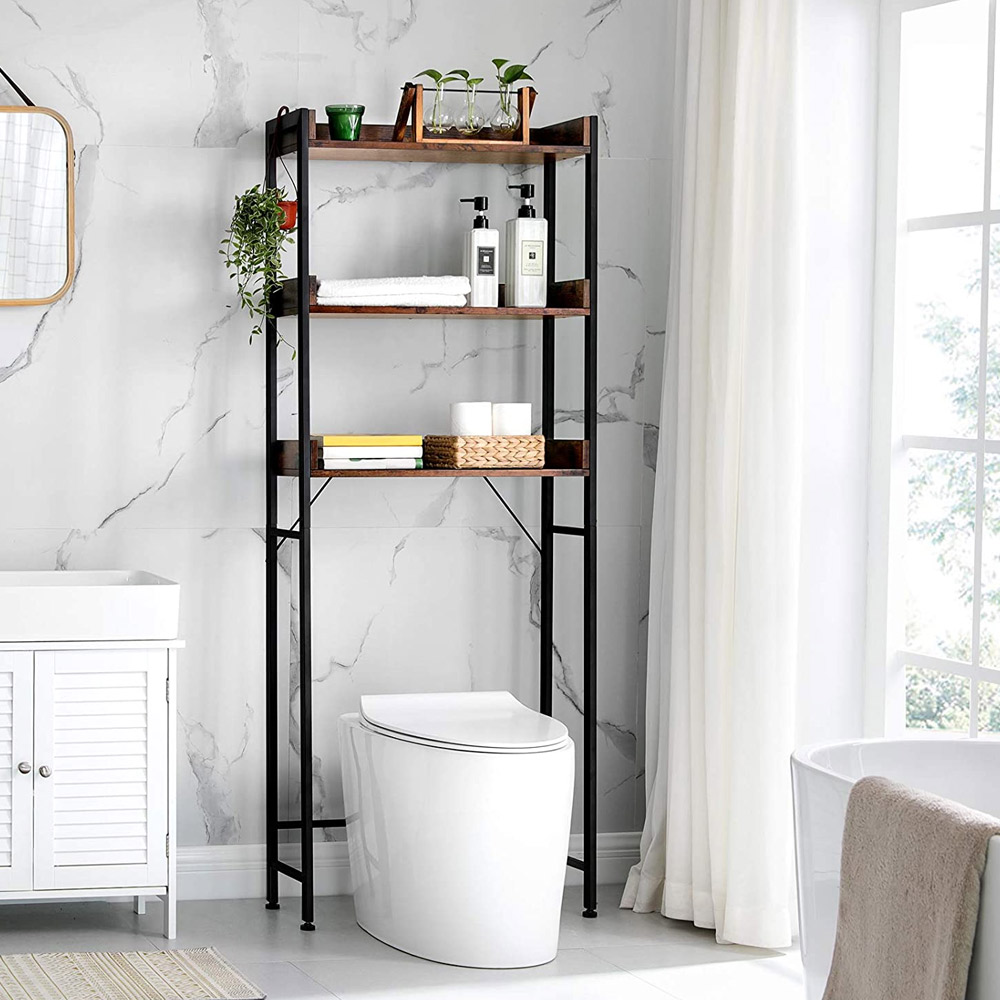 Badrumshylla för tvättmaskin - Rustik Brun