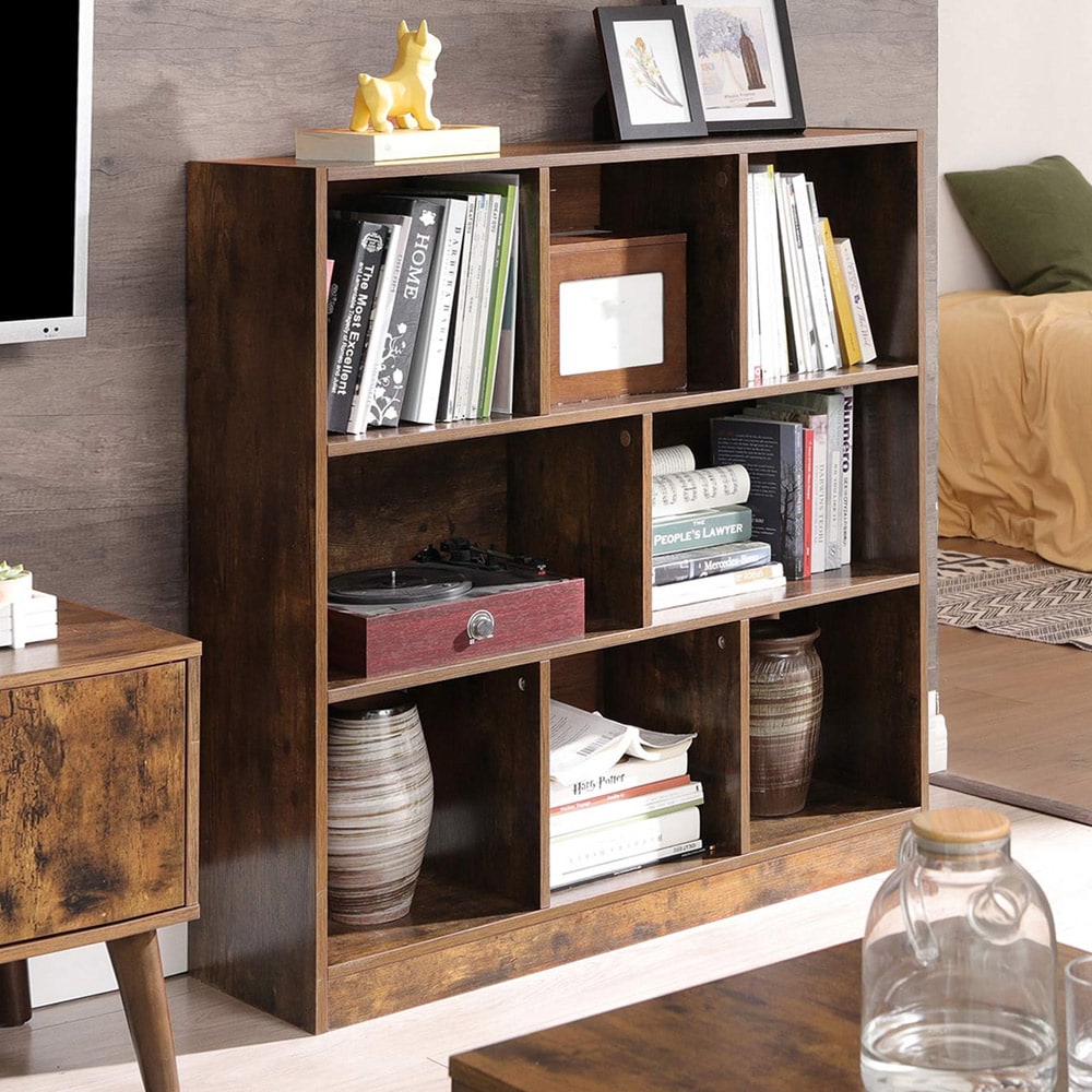 Bokhylla i trä med öppna fack 97,5 x 30 x 100 cm - Rustikbrun