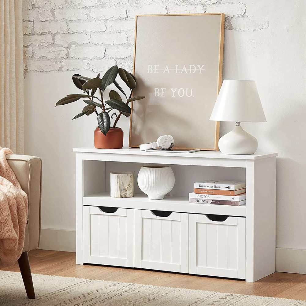 Förvaringsskåp med 3 lådor och öppen hylla - Vit