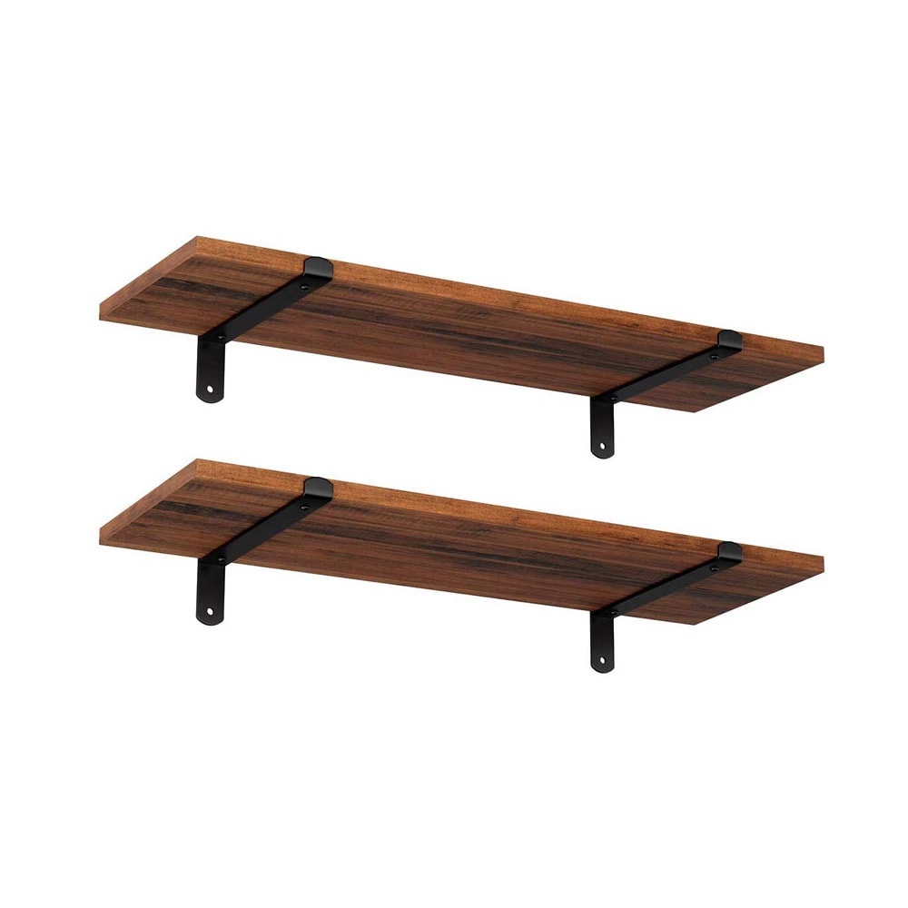 Vägghyllor i trä 60 cm 2-pack - rustik brun