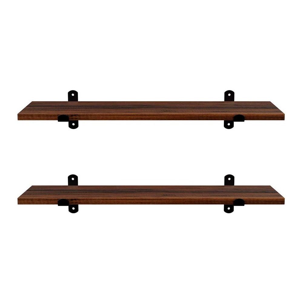 Vägghyllor i trä 60 cm 2-pack - rustik brun
