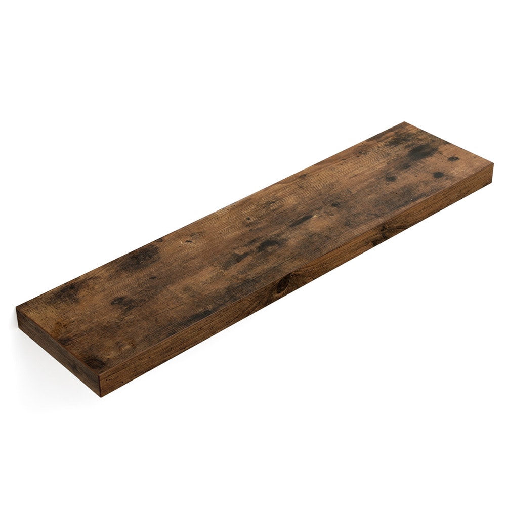 Vägghylla i trä med dold upphängning – 80 x 20 x 3,8 cm – rustik brun