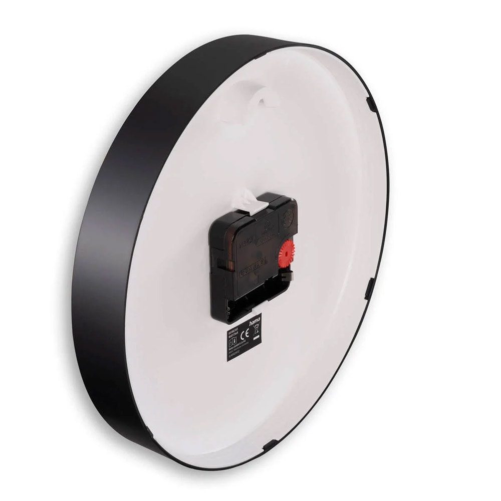 Tyst väggklocka med 22 cm diameter och svepande sekundvisare - Svart