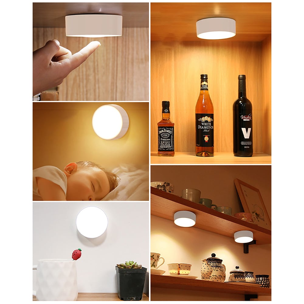 Trådlösa LED-spotlights 6-pack / pucklampor med fjärrkontroll / dimbar skåpbelysning