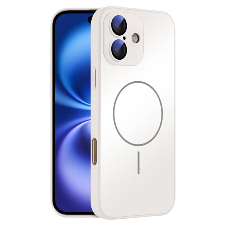 Bakskal i härdat glas med MagSafe till iPhone 16 Plus - Vit