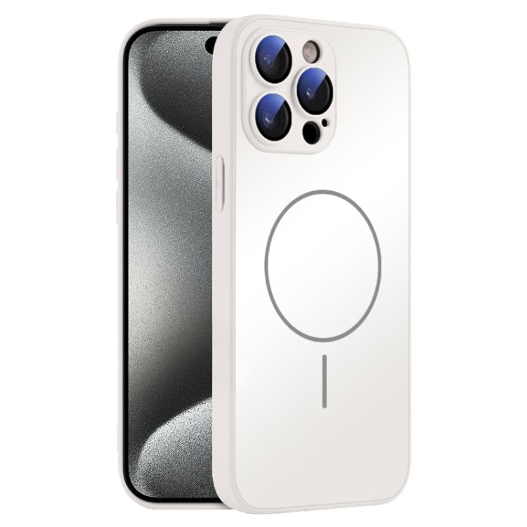Bakskal i härdat glas med MagSafe till iPhone 15 Pro Max - Vit