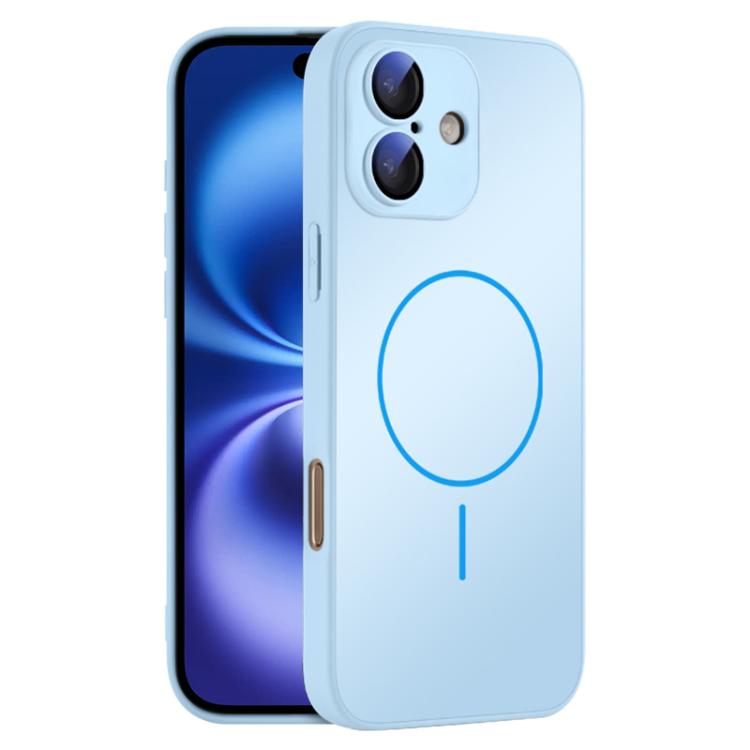 Bakskal i härdat glas med MagSafe till iPhone 16 Plus - Ljusblå