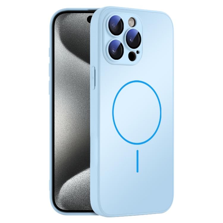 Bakskal i härdat glas med MagSafe till iPhone 15 Pro Max - Ljusblå