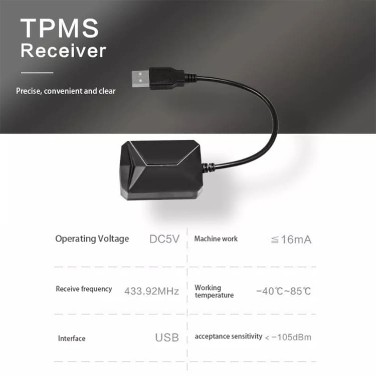 TPMS dekktrykksensor med ekstern sensor - for Android-medieenhet