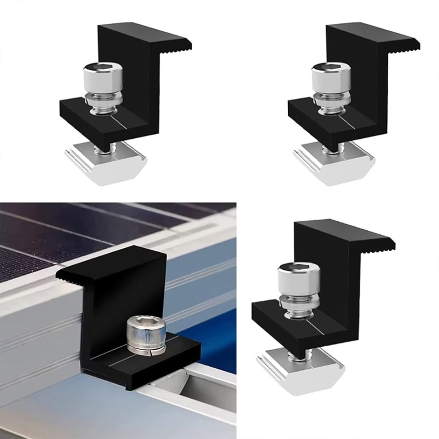 Ändklämma i aluminium – 30 mm fäste för solpaneler, 10-pack