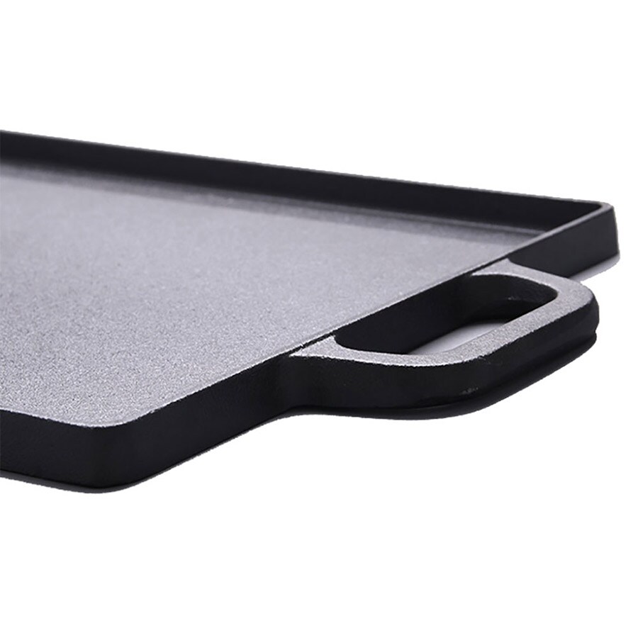 Vendbar grillplade i støbejern med grill- og stegeoverflade - 40x20 cm