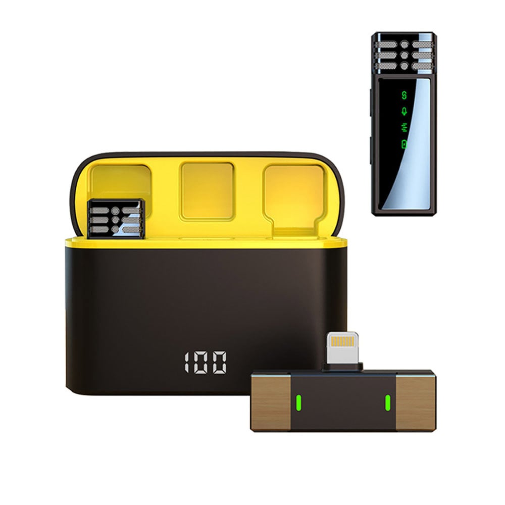 Trådlös lavaliermikrofon – 2 mikrofoner med en Lightning-mottagare och laddbox