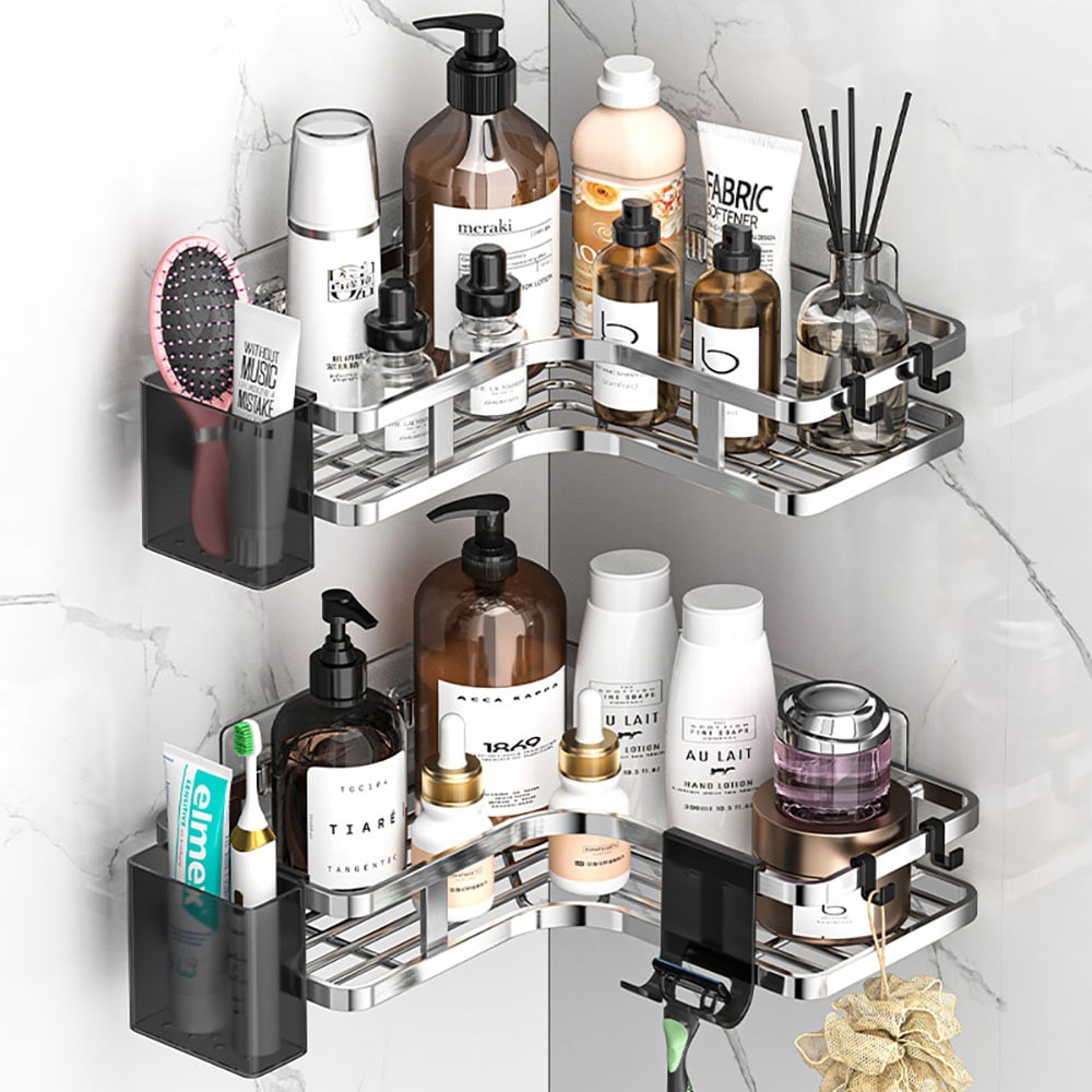 Badrumshylla 2-pack - Rostfritt Stål