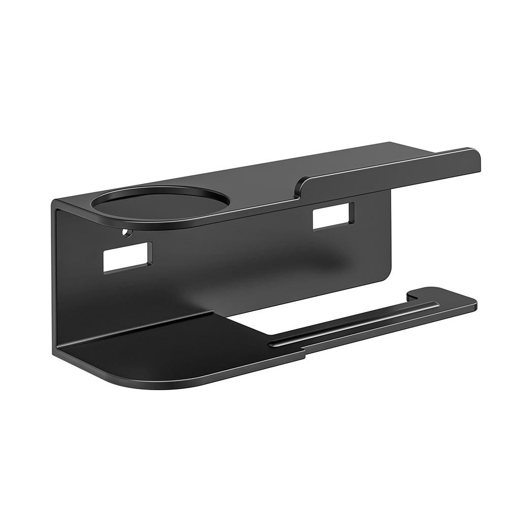 Toarulleshållare med hylla - Svart