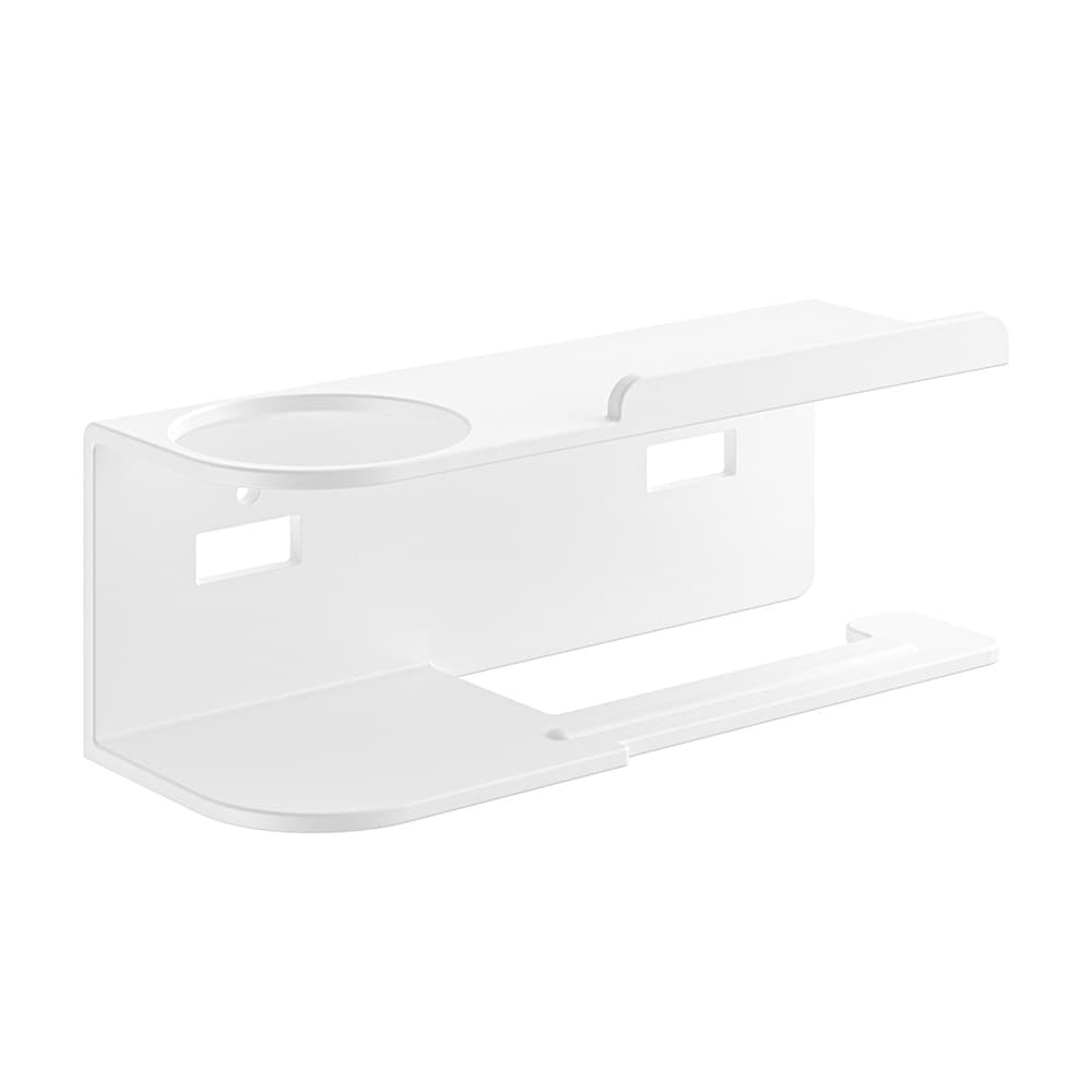 Toarulleshållare med hylla - Vit