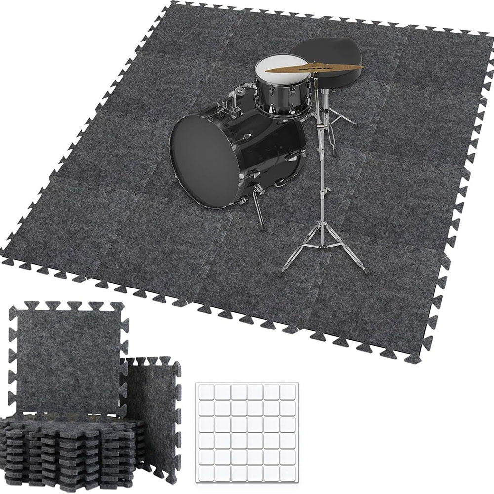 Pusselbar matta i filt 30x30cm 12-pack - Grå