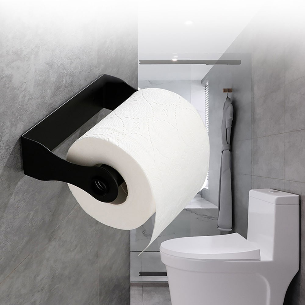 Pappershållare i rostfritt stål - Svart