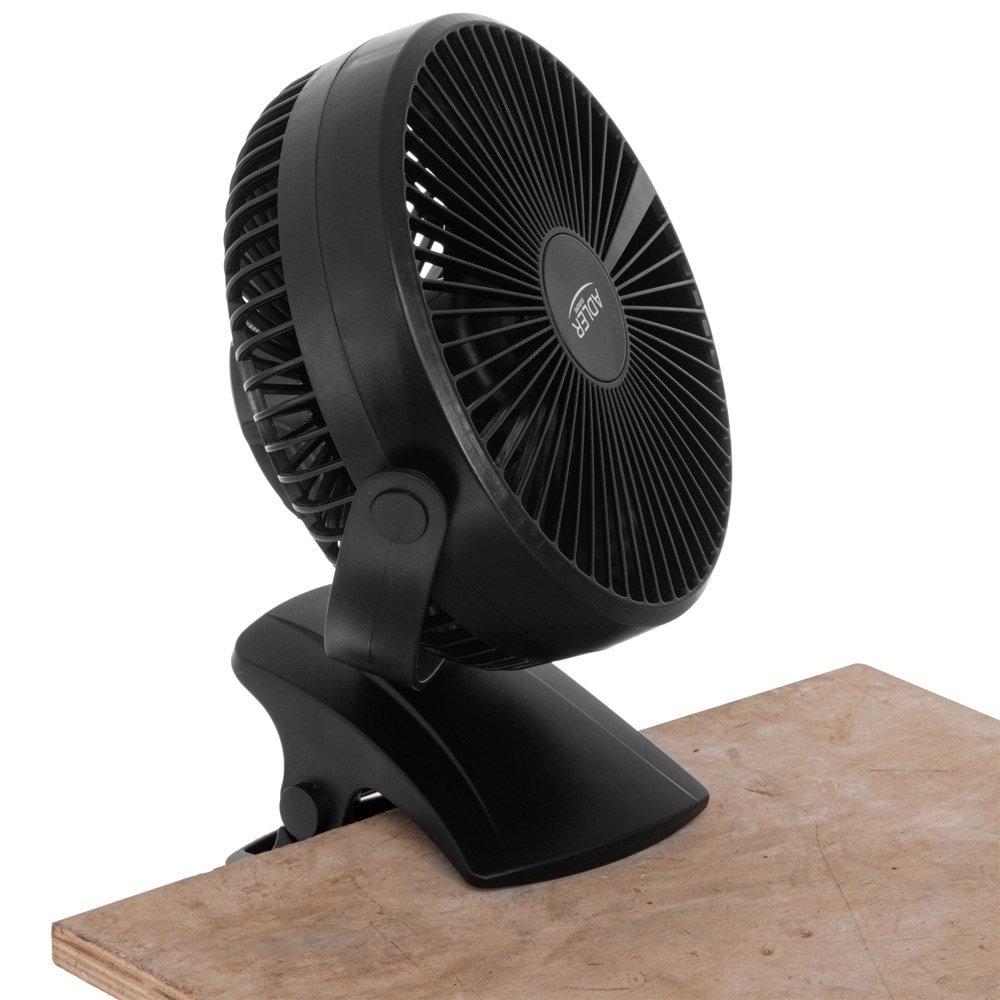 Uppladdningsbar fläkt med klämma – 3000 mAh, 360° rotation, USB-C-laddning - Svart
