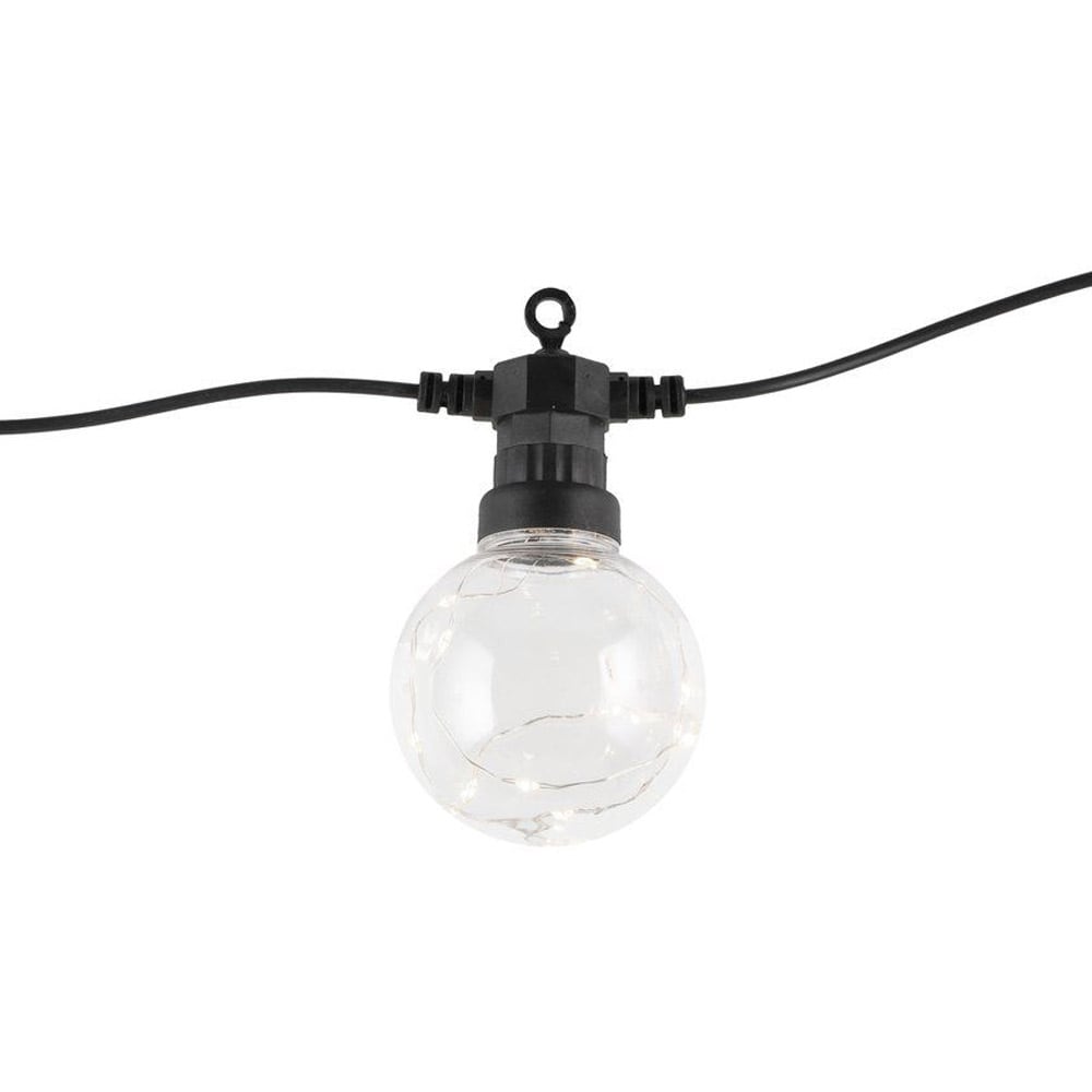 LED-slinga med solcellsdrivna bollar och USB-laddning