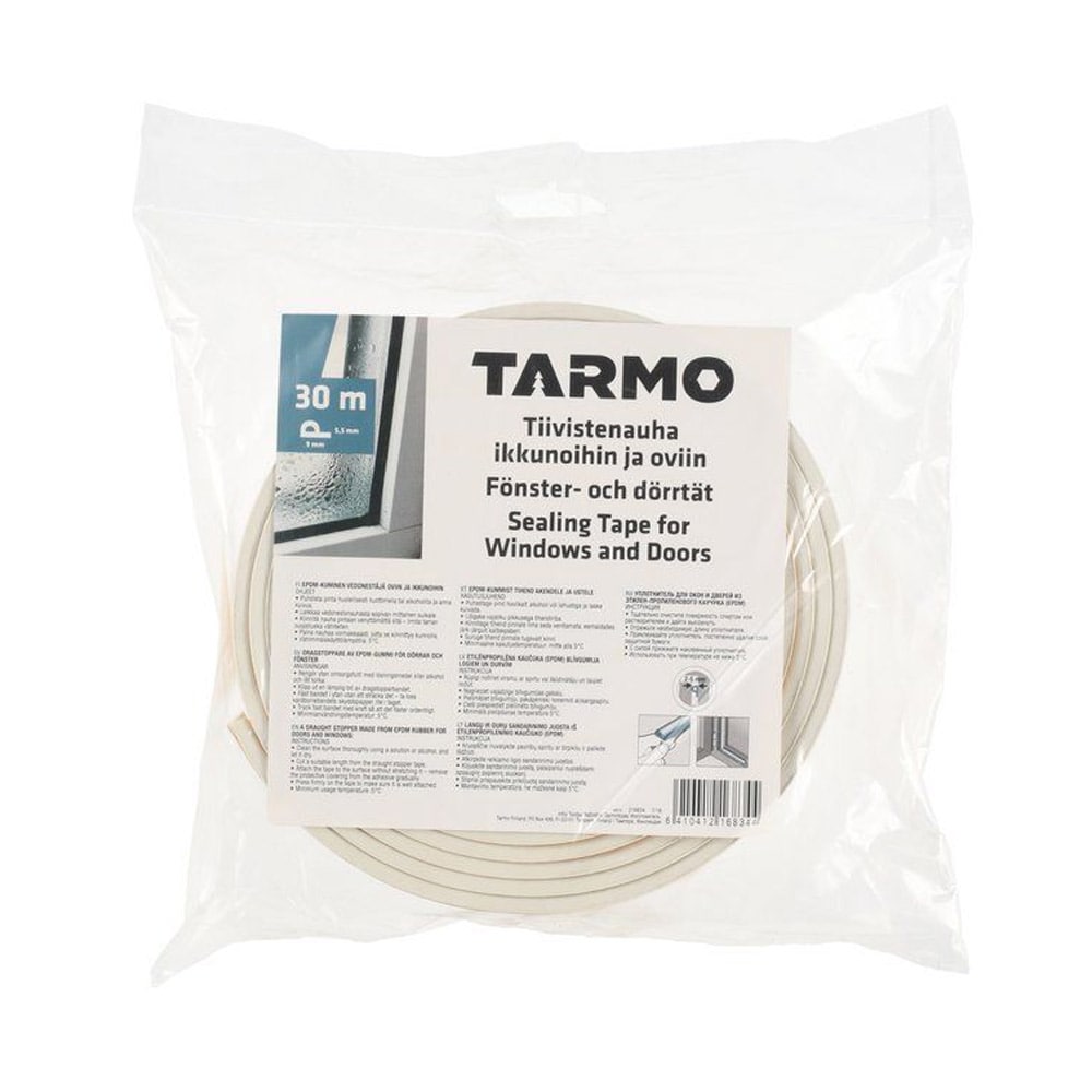 Tätlist P-profil 30 m vit – självhäftande fönstertätning
