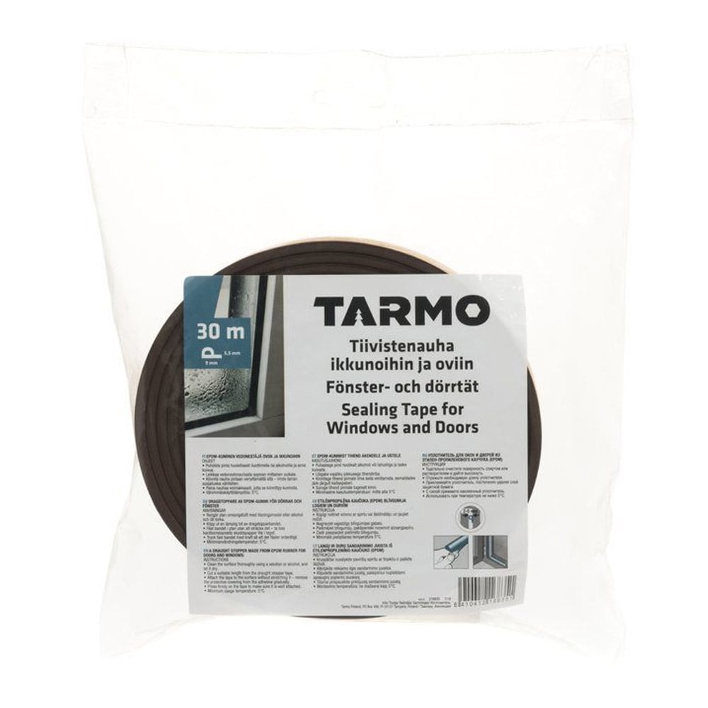 Tätlist P-profil 30 m brun – självhäftande fönstertätning