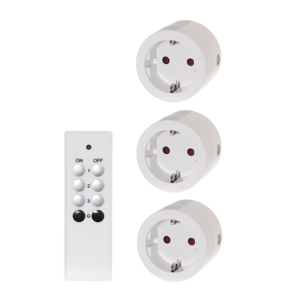 Eluttag med fjärrkontroll – 3-pack för inomhusbruk