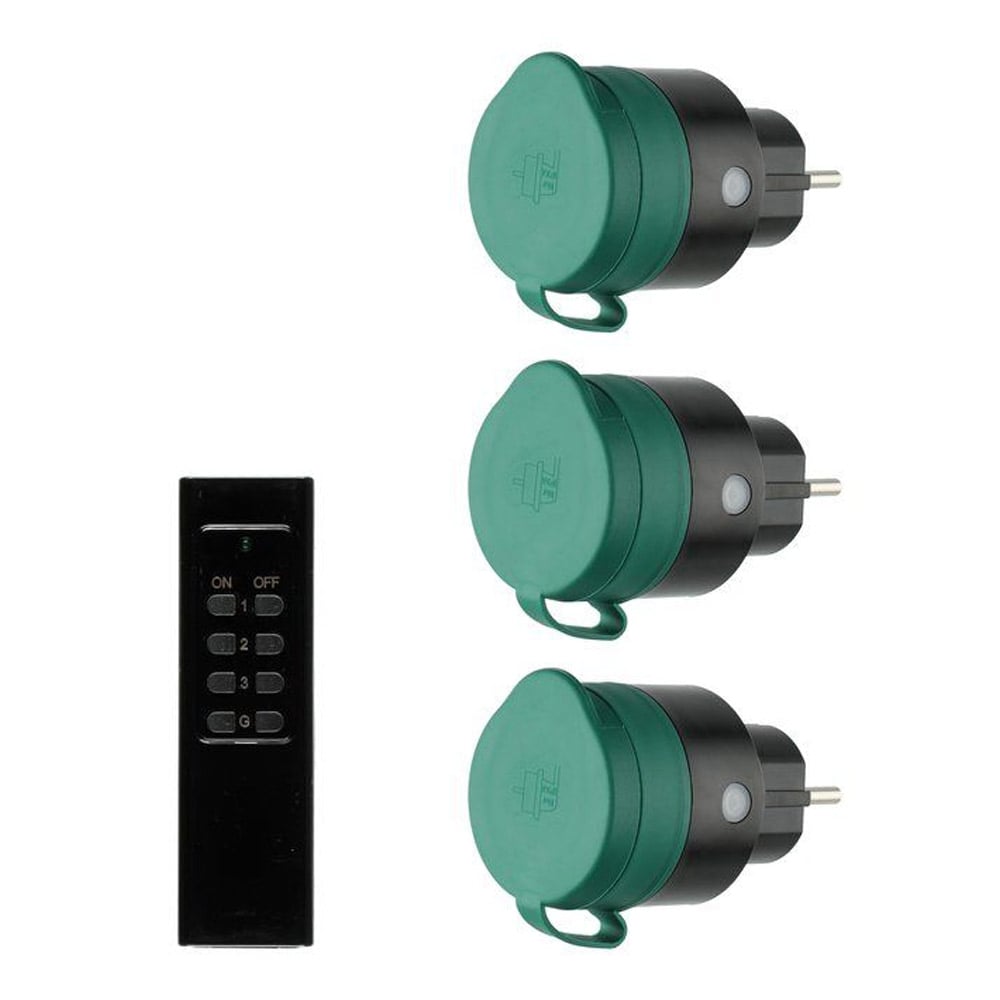 Fjärrstyrda utomhusuttag 3 st – med fjärrkontroll