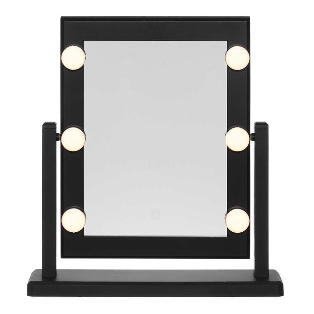 Sminkspegel med 6 LED-lampor och justerbart ljus – Svart