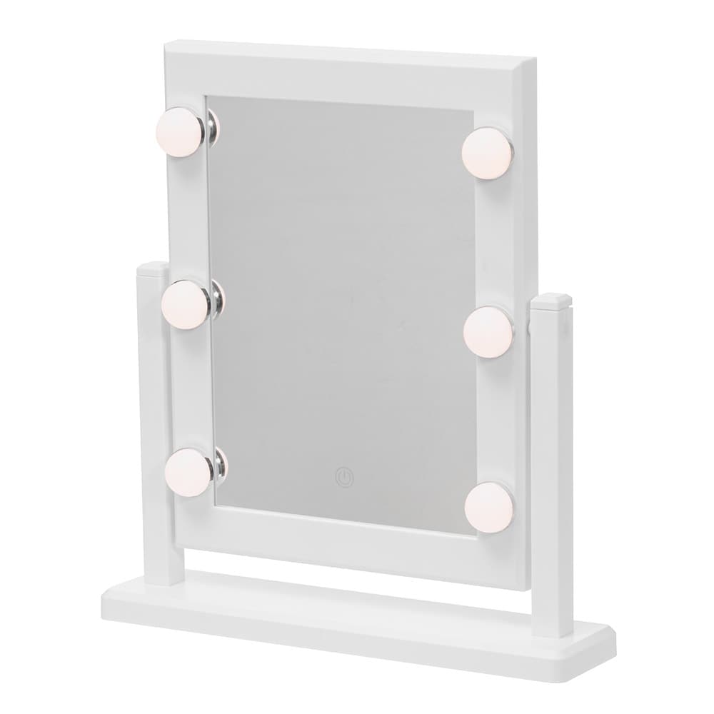 Sminkspegel med 6 LED-lampor och justerbart ljus – Vit