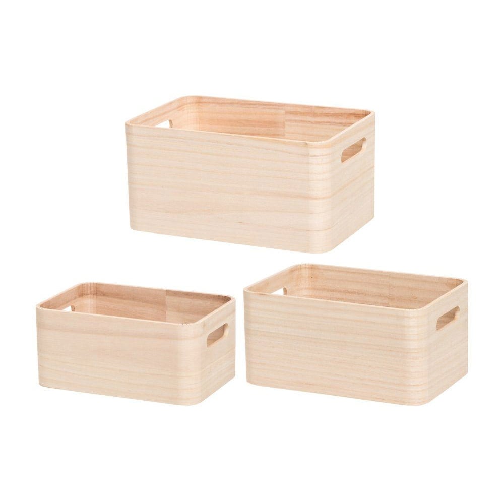 Trälådor i 3-pack – stapelbara och dekorativa förvaringslådor