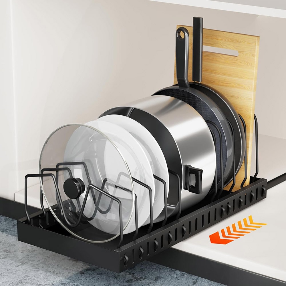 Utdragbart förvaringsställ för stekpannor 52cm - Svart