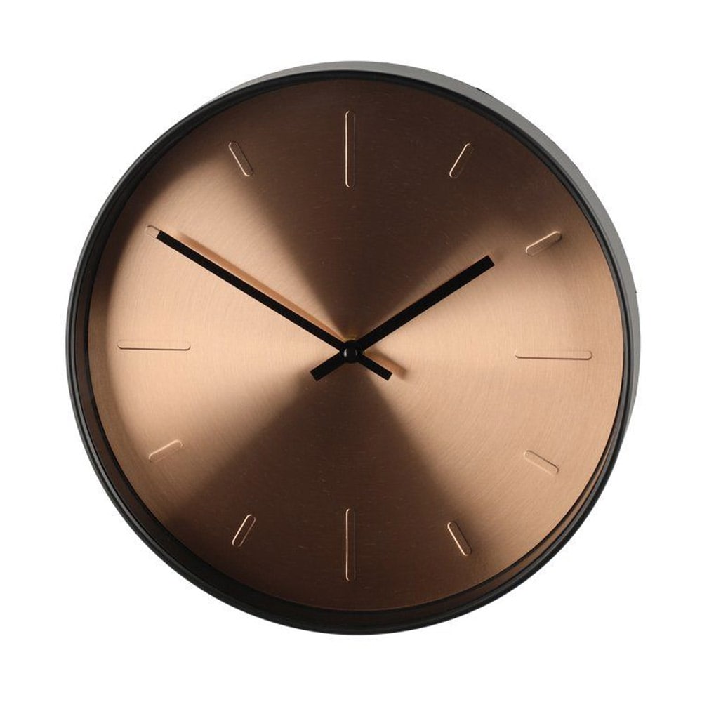 Analog väggklocka 30 cm – koppar/svart