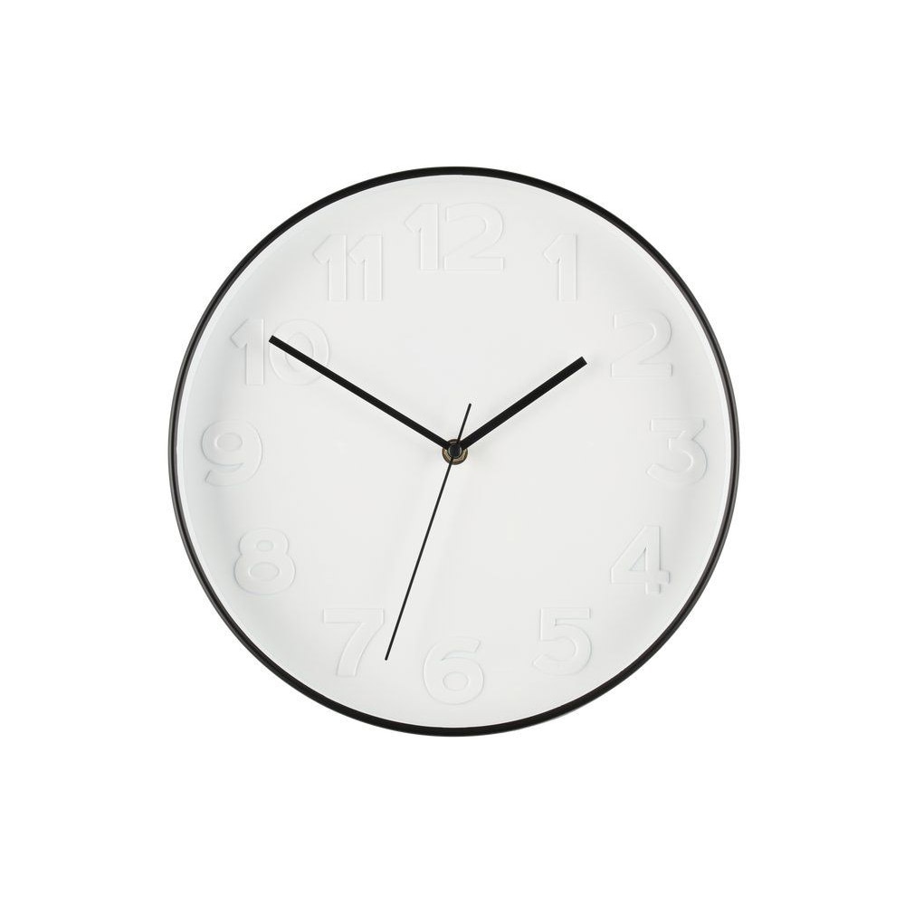 Väggklocka 30 cm – analog, vit/svart