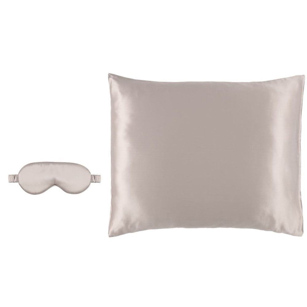 Kuddfodral och sovmask i Silke - Grå