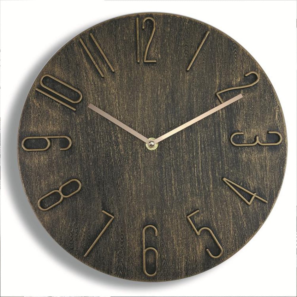 Minimalistisk Analog Väggklocka 30cm - Brons