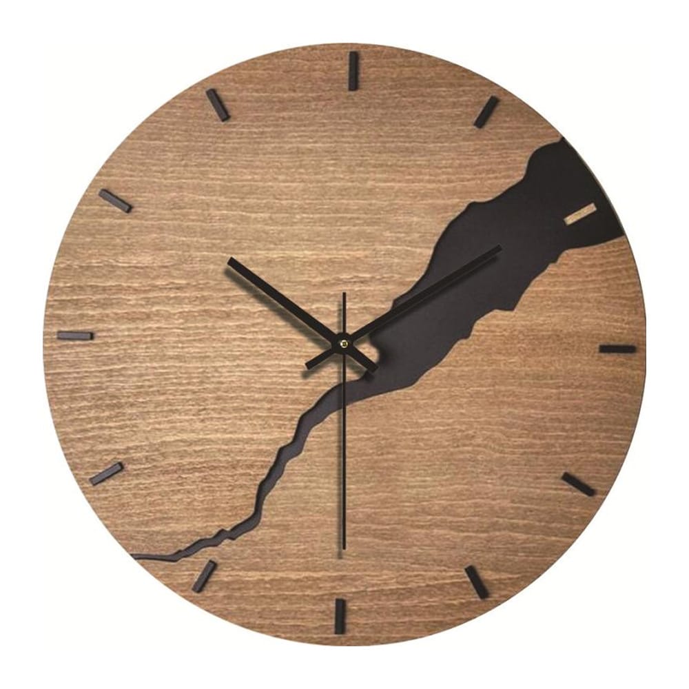 Analog Väggklocka 30cm - Trä / Spricka