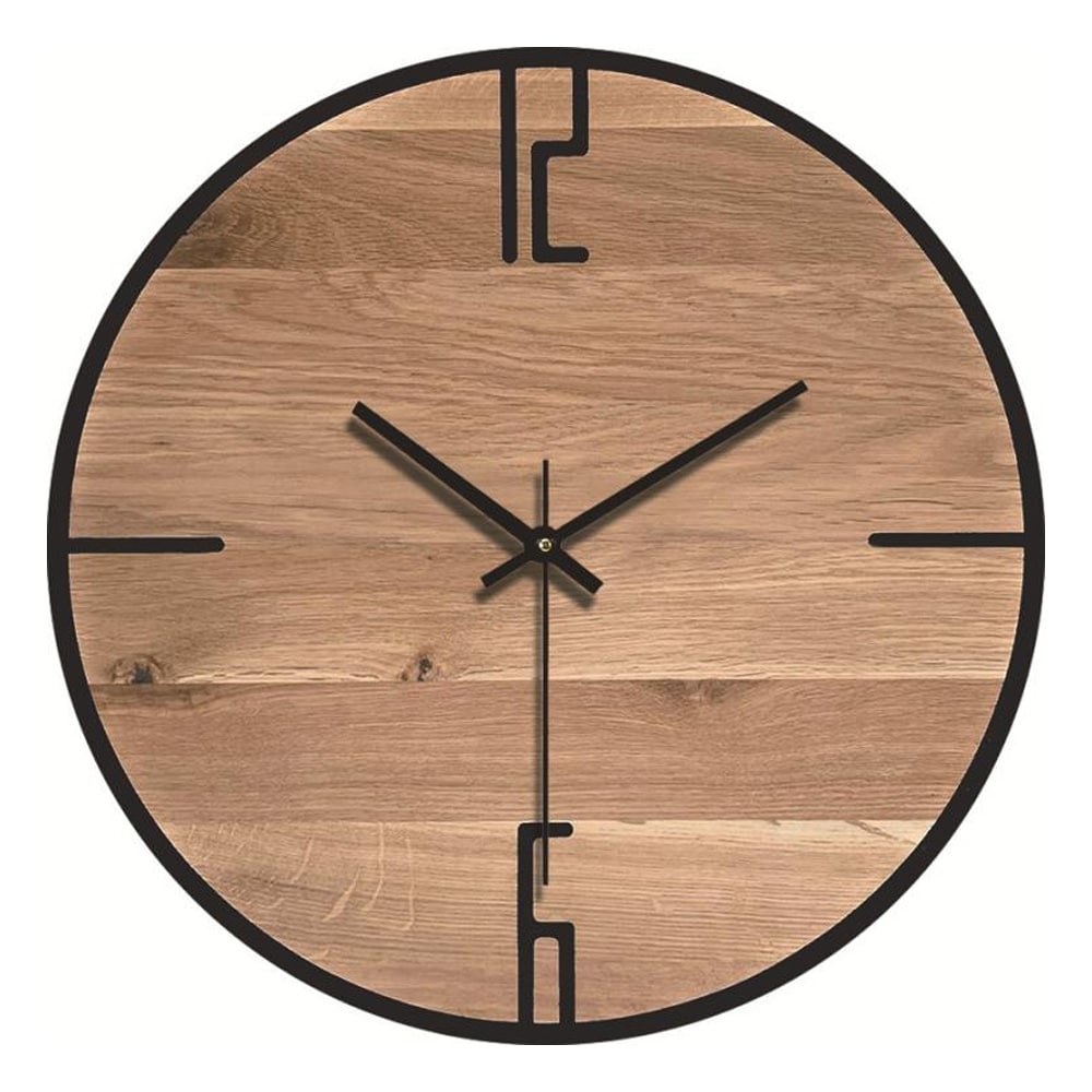 Analog Väggklocka 30cm - Trä med svart ram