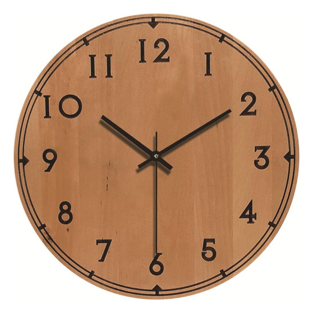 Väggklocka med svarta siffror - Trä
